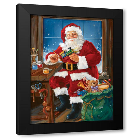 Santas Workshop Black Modern Wood Framed Art Print by Comish, Susan
