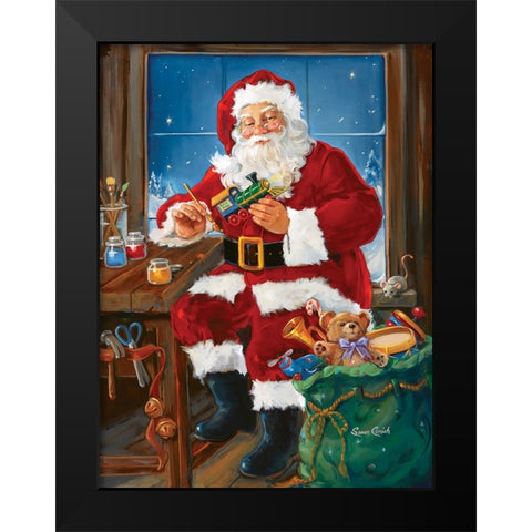 Santas Workshop Black Modern Wood Framed Art Print by Comish, Susan