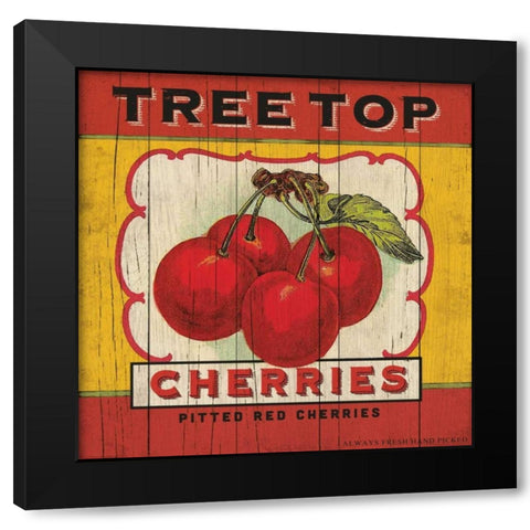 Cherry Label Black Modern Wood Framed Art Print by Marrott, Stephanie