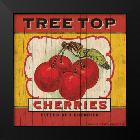 Cherry Label Black Modern Wood Framed Art Print by Marrott, Stephanie