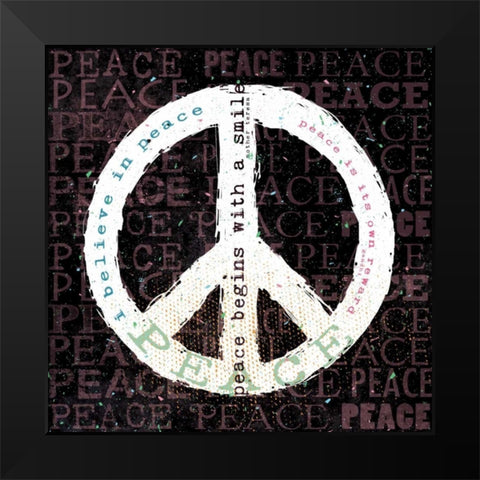 Peace Smile Black Modern Wood Framed Art Print by Marrott, Stephanie