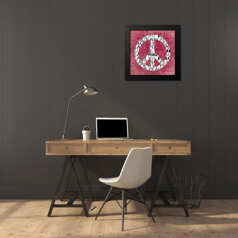 Pink Peace Black Modern Wood Framed Art Print by Marrott, Stephanie