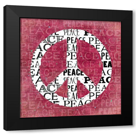 Pink Peace Black Modern Wood Framed Art Print by Marrott, Stephanie