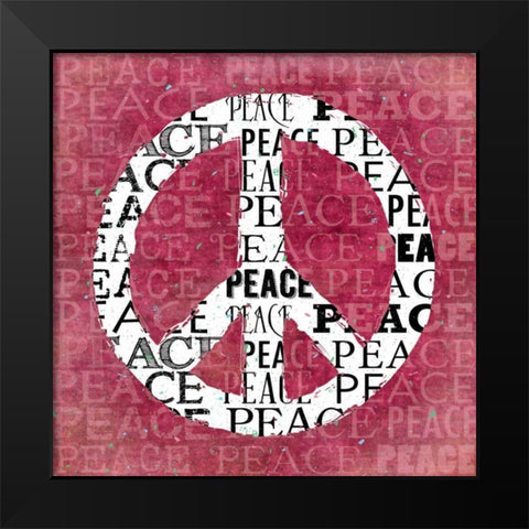 Pink Peace Black Modern Wood Framed Art Print by Marrott, Stephanie