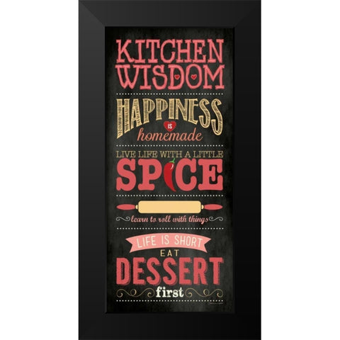 Kitchen Wisdom - Black Black Modern Wood Framed Art Print by Marrott, Stephanie