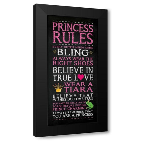 Princess Rules Black Modern Wood Framed Art Print with Double Matting by Marrott, Stephanie