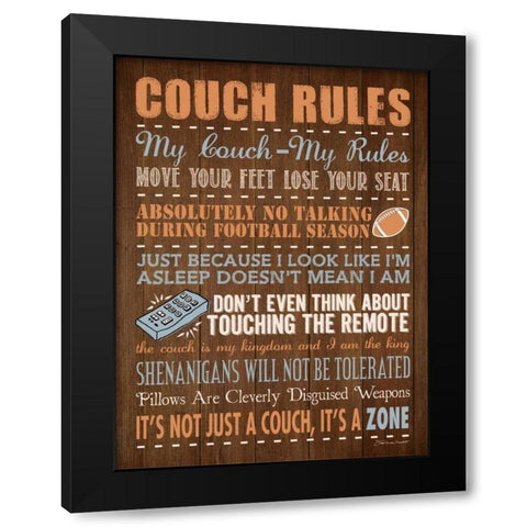 Couch Rules Black Modern Wood Framed Art Print by Marrott, Stephanie