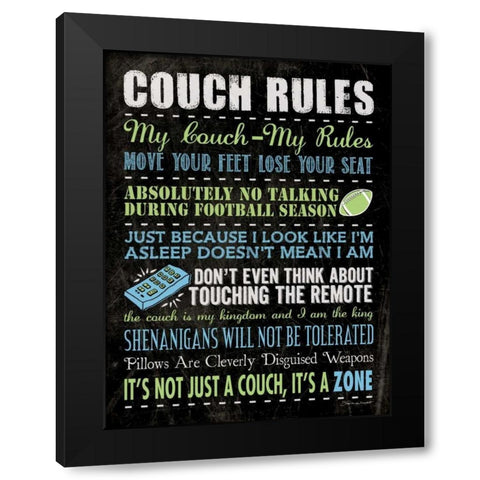 Couch Rules - Black Black Modern Wood Framed Art Print by Marrott, Stephanie
