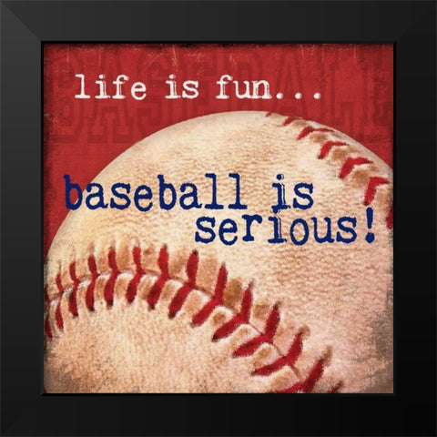 Baseball Black Modern Wood Framed Art Print by Marrott, Stephanie