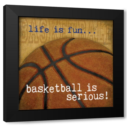 Basketball Black Modern Wood Framed Art Print with Double Matting by Marrott, Stephanie