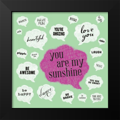 Inner Thoughts - Mint Black Modern Wood Framed Art Print by Marrott, Stephanie