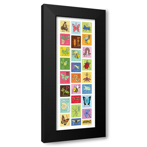 Bug Alphabet Black Modern Wood Framed Art Print by Marrott, Stephanie
