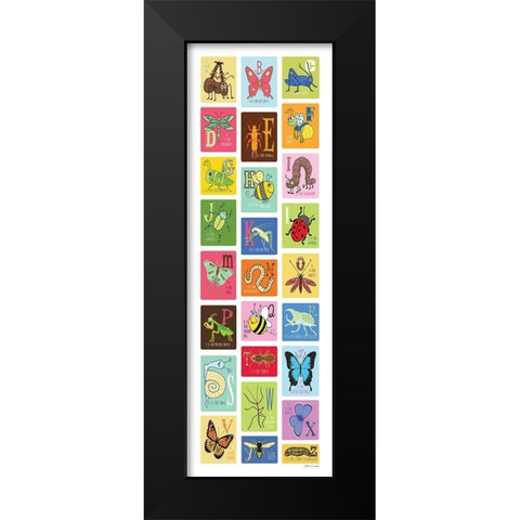 Bug Alphabet Black Modern Wood Framed Art Print by Marrott, Stephanie