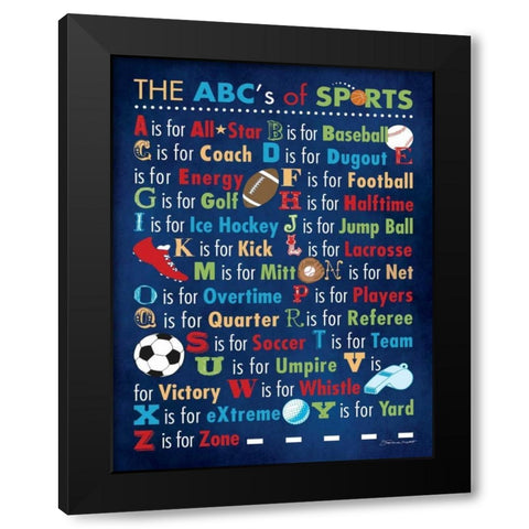 ABCs Of Sports Black Modern Wood Framed Art Print with Double Matting by Marrott, Stephanie
