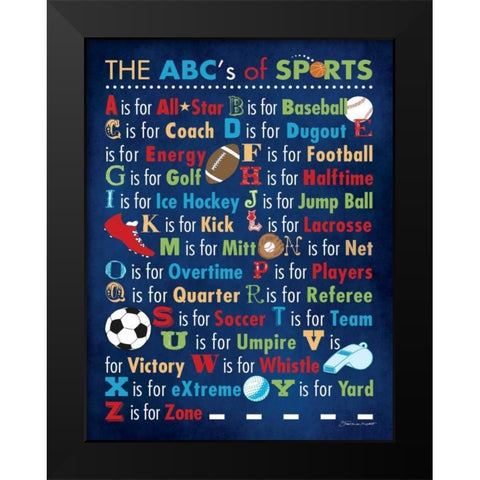 ABCs Of Sports Black Modern Wood Framed Art Print by Marrott, Stephanie