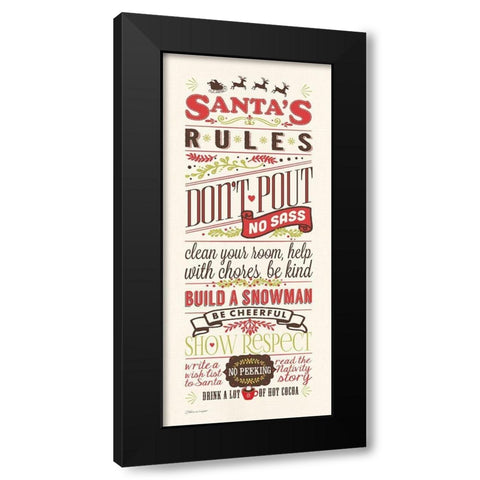 Santas Rules Black Modern Wood Framed Art Print with Double Matting by Marrott, Stephanie