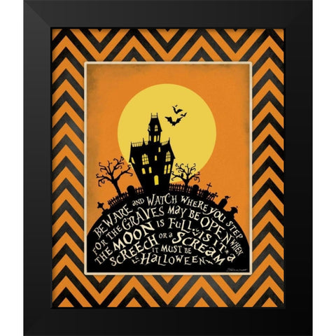 Beware Black Modern Wood Framed Art Print by Marrott, Stephanie