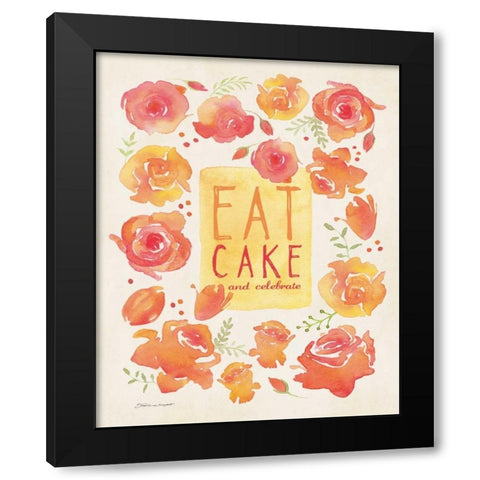 Eat Cake Black Modern Wood Framed Art Print by Marrott, Stephanie