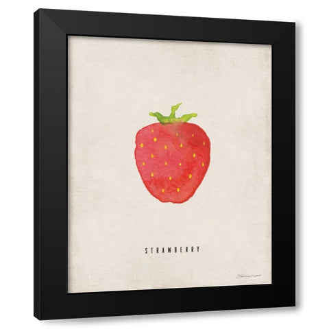 Strawberry Black Modern Wood Framed Art Print with Double Matting by Marrott, Stephanie