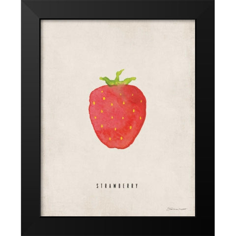 Strawberry Black Modern Wood Framed Art Print by Marrott, Stephanie