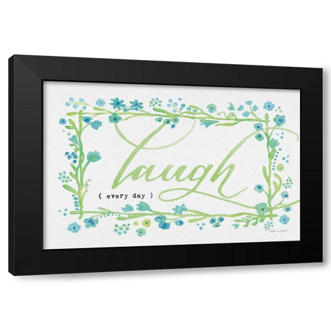 Laugh Black Modern Wood Framed Art Print by Marrott, Stephanie