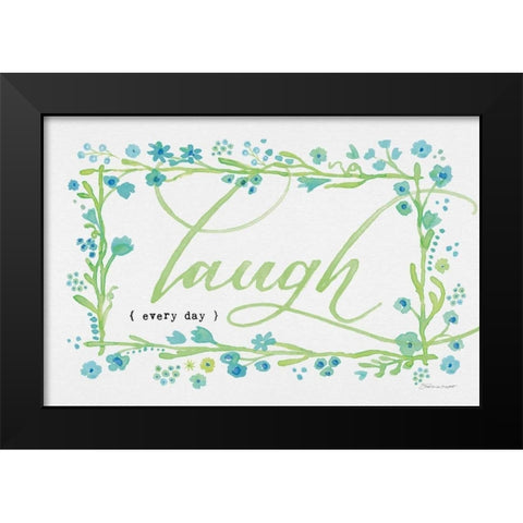 Laugh Black Modern Wood Framed Art Print by Marrott, Stephanie