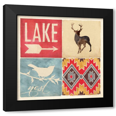 lodge Collage V Black Modern Wood Framed Art Print by Marrott, Stephanie