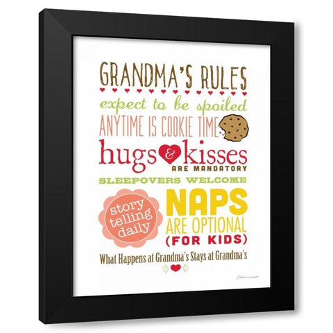 Grandmas Rules I Black Modern Wood Framed Art Print with Double Matting by Marrott, Stephanie