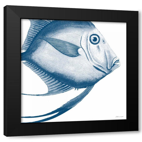 Blue Fish Black Modern Wood Framed Art Print by Marrott, Stephanie