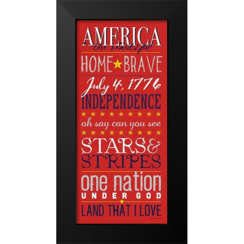 American Red Black Modern Wood Framed Art Print by Marrott, Stephanie