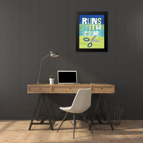 Scissors Black Modern Wood Framed Art Print by Marrott, Stephanie