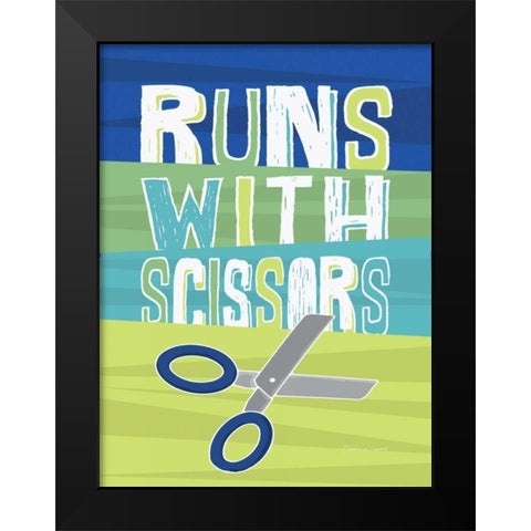 Scissors Black Modern Wood Framed Art Print by Marrott, Stephanie