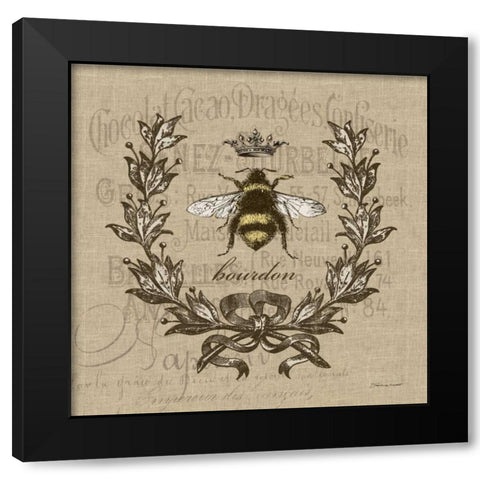 Laurel on Burlap Black Modern Wood Framed Art Print with Double Matting by Marrott, Stephanie