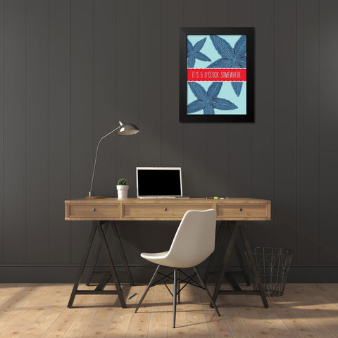 Starfish OClock Black Modern Wood Framed Art Print by Marrott, Stephanie