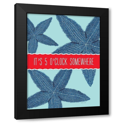 Starfish OClock Black Modern Wood Framed Art Print by Marrott, Stephanie