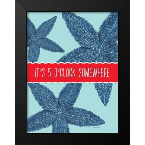 Starfish OClock Black Modern Wood Framed Art Print by Marrott, Stephanie