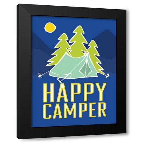 Happy Camper I Black Modern Wood Framed Art Print by Marrott, Stephanie