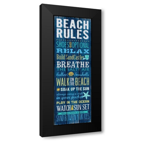 Beach Rules Black Modern Wood Framed Art Print by Marrott, Stephanie