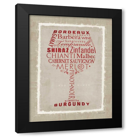 Red Whine Black Modern Wood Framed Art Print by Marrott, Stephanie
