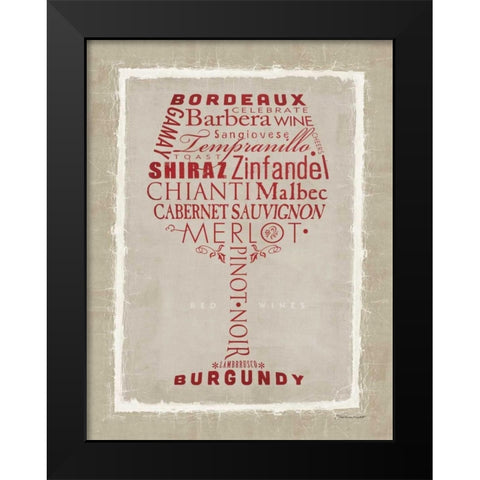 Red Whine Black Modern Wood Framed Art Print by Marrott, Stephanie