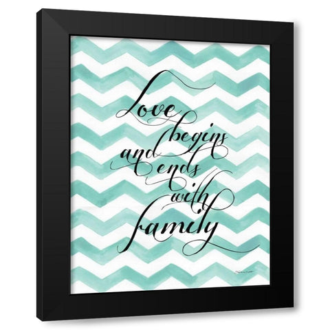 Love Begins Black Modern Wood Framed Art Print by Marrott, Stephanie