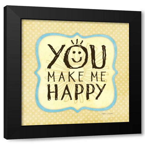 Happy Black Modern Wood Framed Art Print with Double Matting by Marrott, Stephanie