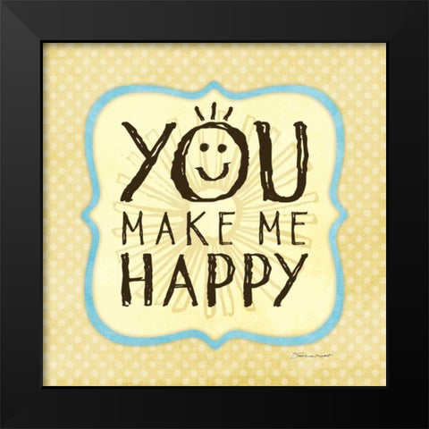 Happy Black Modern Wood Framed Art Print by Marrott, Stephanie