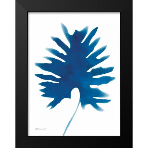 Tropical Leaf in Blue Black Modern Wood Framed Art Print by Marrott, Stephanie