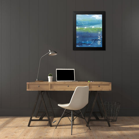 Beach Black Modern Wood Framed Art Print by Marrott, Stephanie