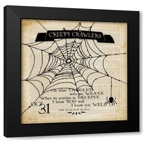 Creepy Crawlers Black Modern Wood Framed Art Print with Double Matting by Marrott, Stephanie