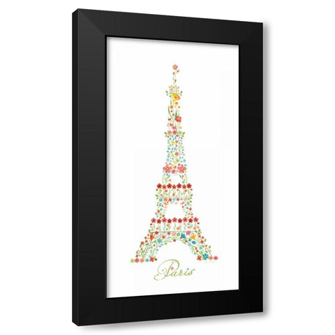 Eiffel Tower in Flowers I Black Modern Wood Framed Art Print with Double Matting by Marrott, Stephanie