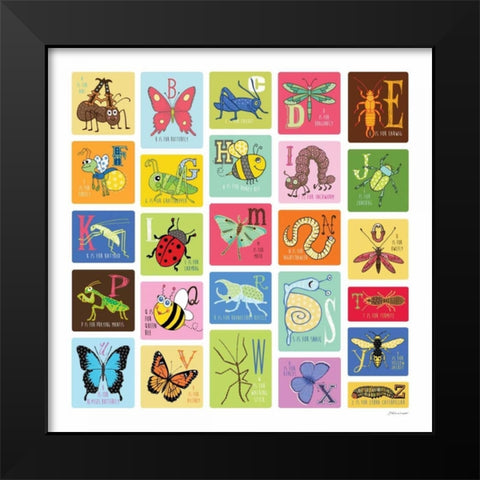 Bug Alphabet III Black Modern Wood Framed Art Print by Marrott, Stephanie