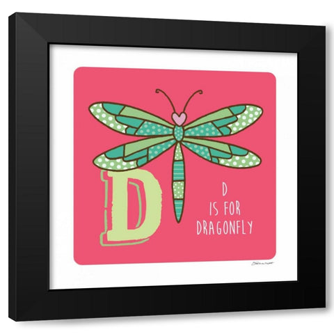 D is For Dragonfly Black Modern Wood Framed Art Print by Marrott, Stephanie