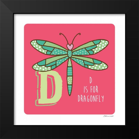 D is For Dragonfly Black Modern Wood Framed Art Print by Marrott, Stephanie